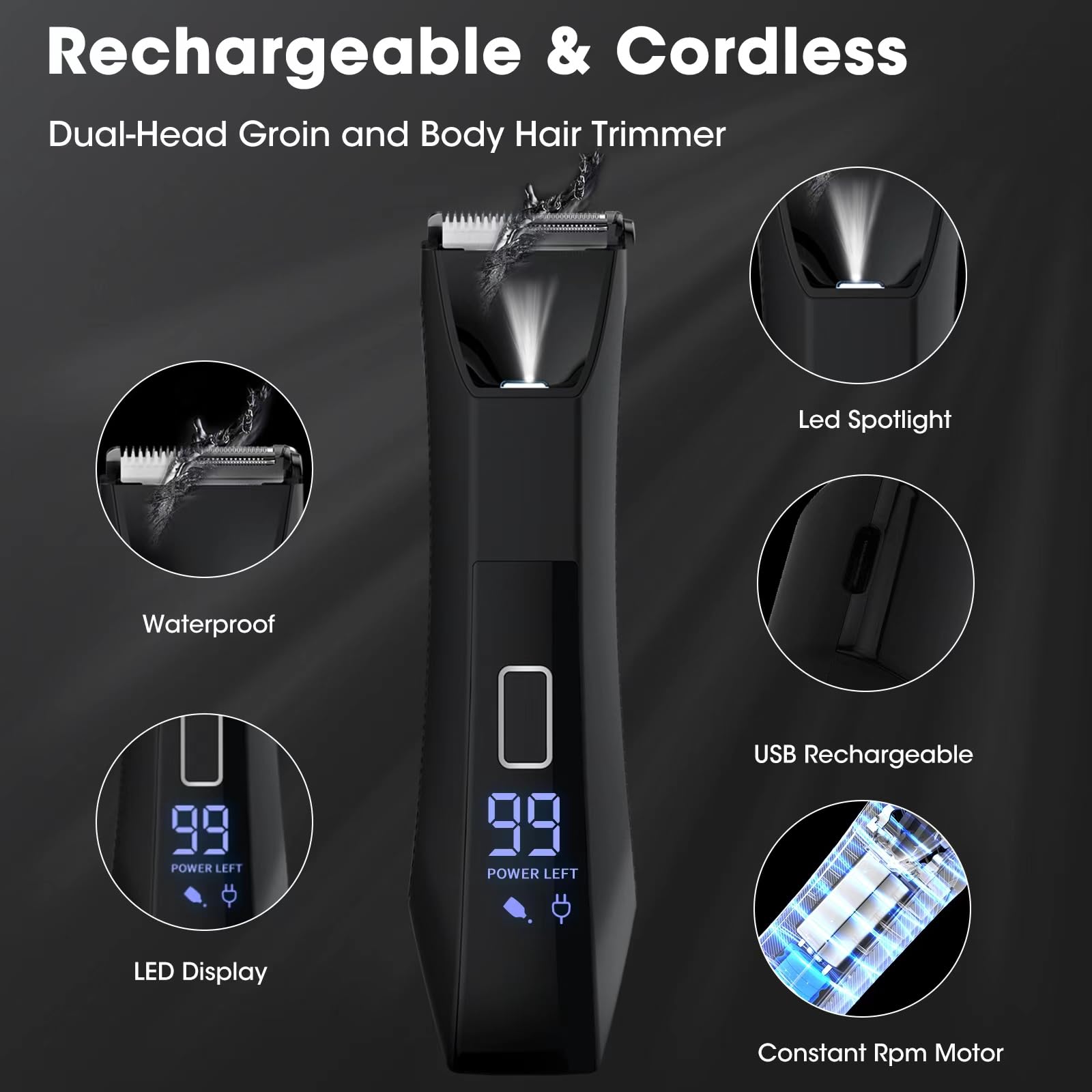 Zesuti IPX7 waterproof shaver in shower shows easy cleanup.