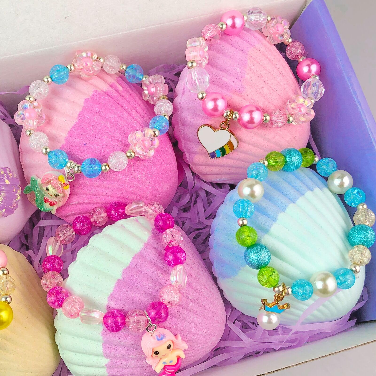 ZETONBNN Mermaid Bath Bombs enhance kids' bath time with fizz and color