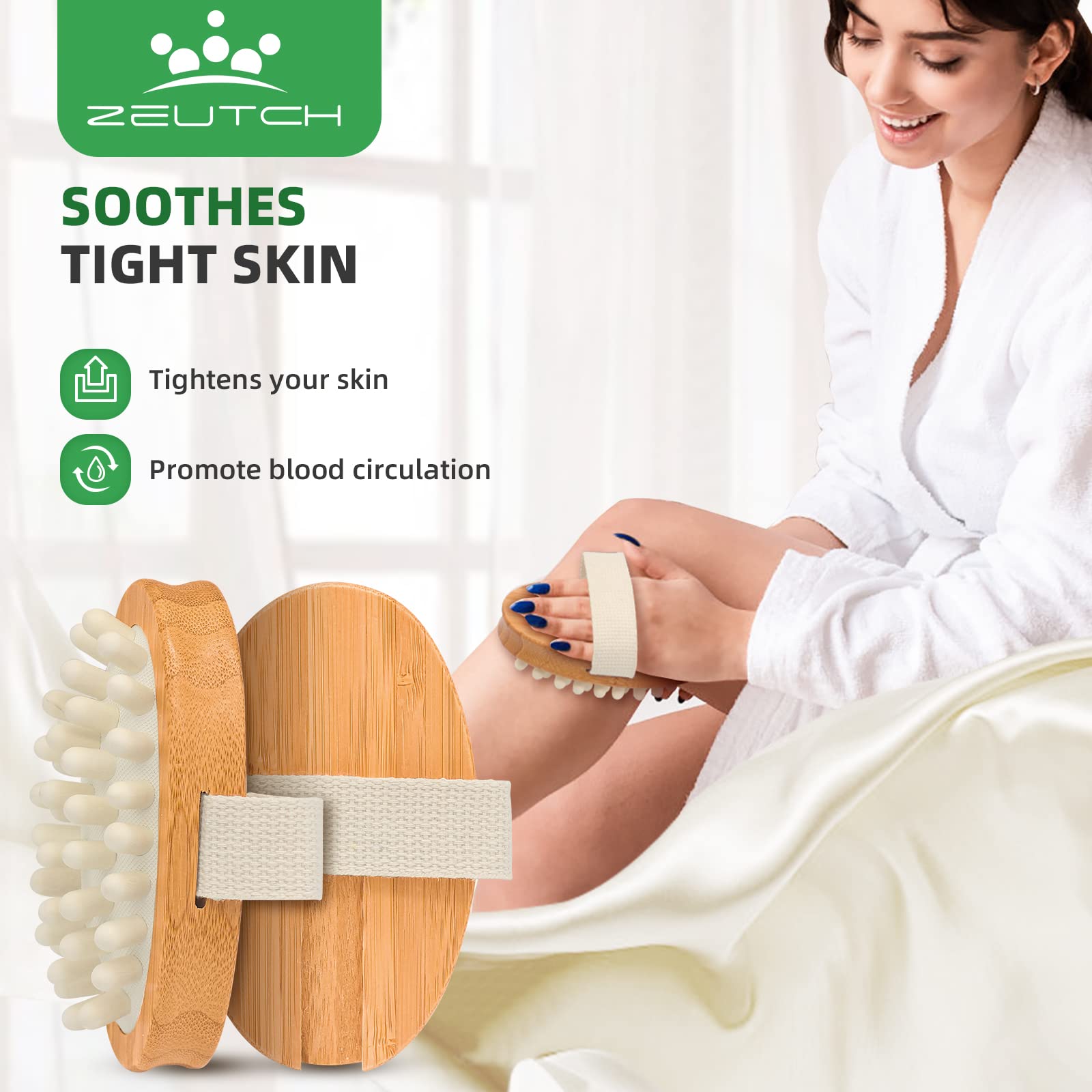 Zeutch dry face brush soft-bristles close-up demonstrates gentle facial exfoliation