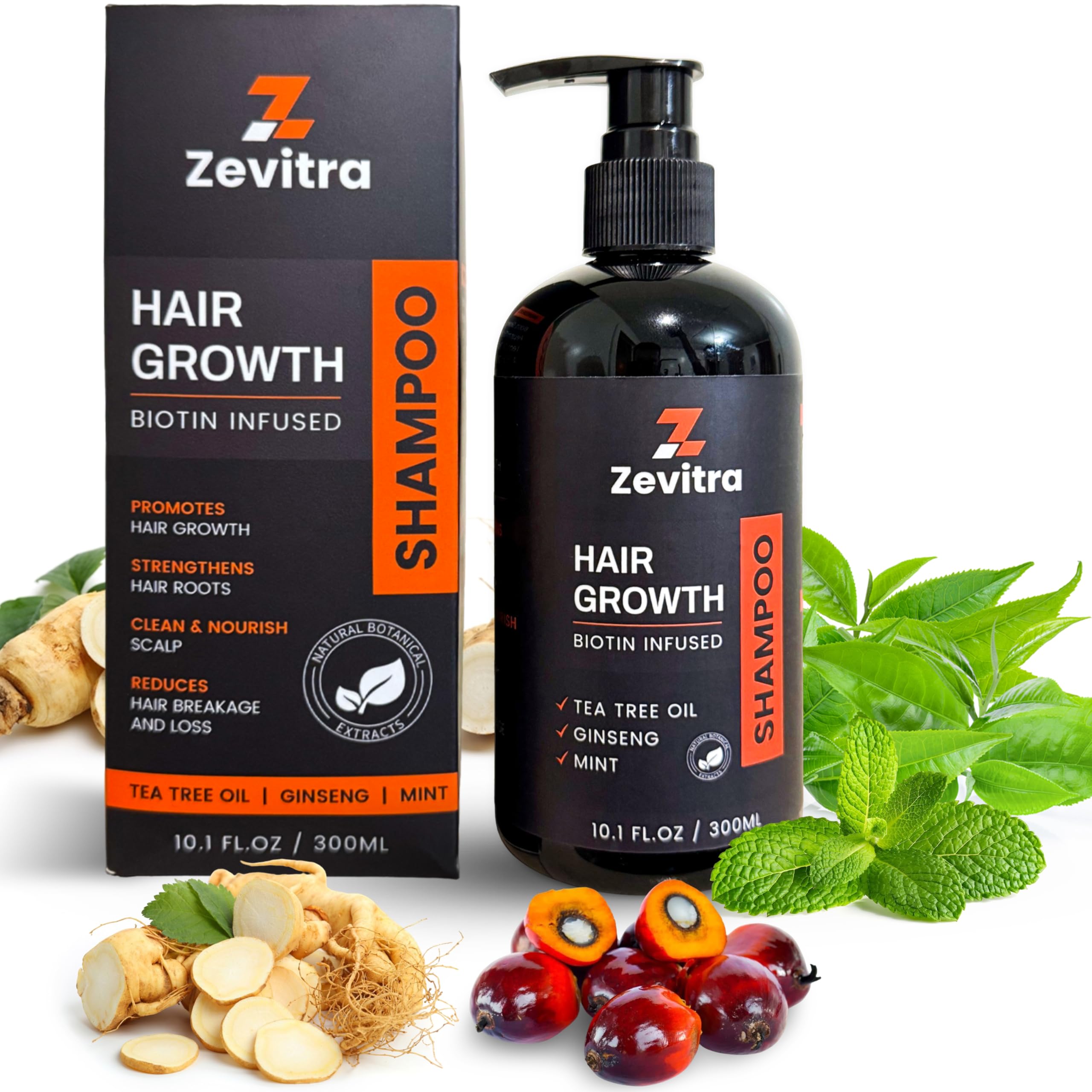 Zevitra Hair Growth Shampoo bottle pump for convenient daily use.