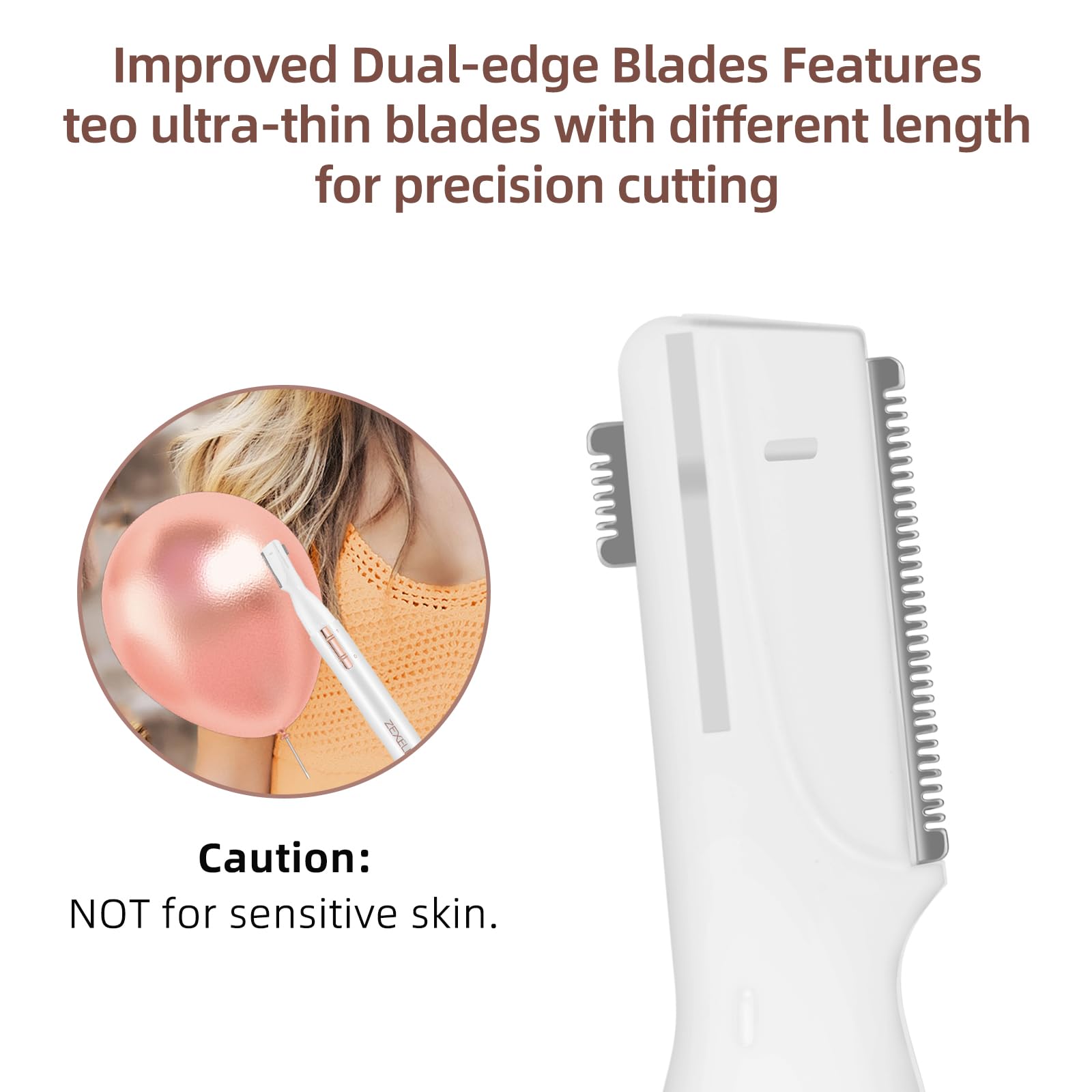 ZEXELLER Eyebrow Trimmer precision edge delivers gentle, skin-safe trimming.