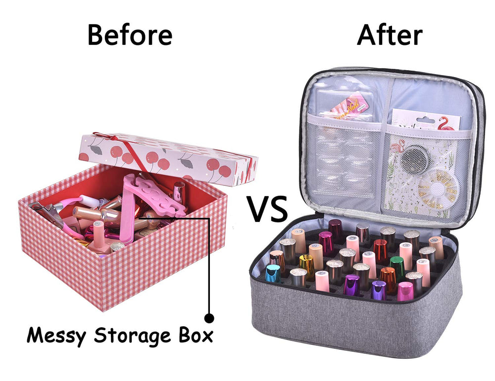 ZFZGFRCS nail polish organizer zipper pockets for brushes and accessories