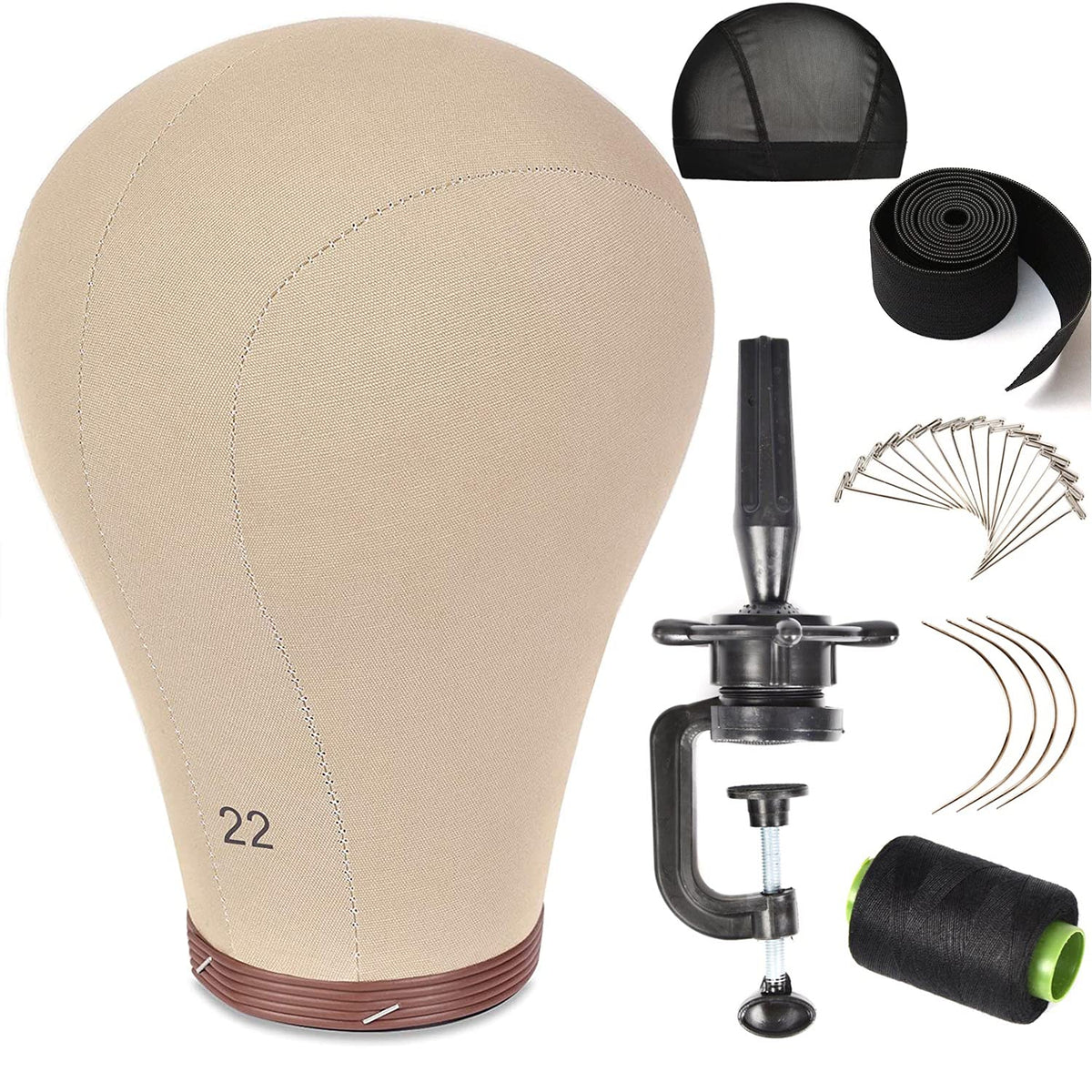 ZGCYSMHT cork canvas wig head base in brown supports precise styling