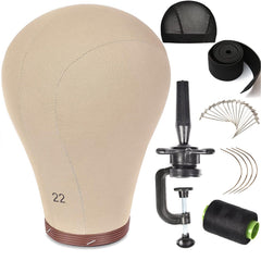 ZGCYSMHT cork canvas wig head base in brown supports precise styling