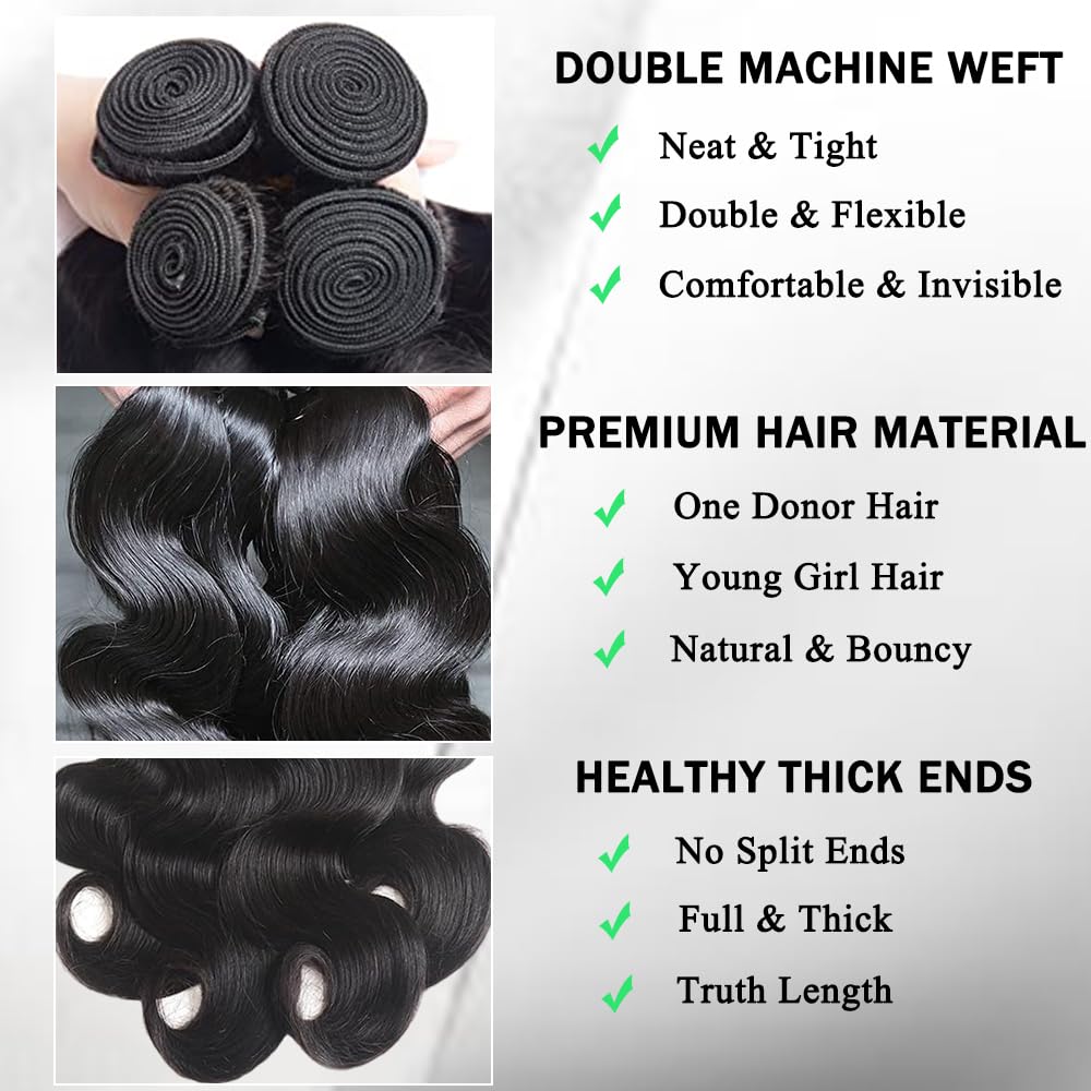 ZGGTL Brazilian body wave weave detail highlights smooth texture.