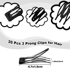ZGQHZR snap hair clips sleek black finish with 3-prong design, ideal for quick hair styling.