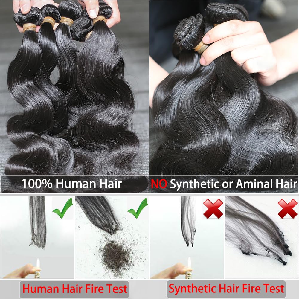 ZGWG 12A body wave bundles 20-inch natural black ready to blend with hair.