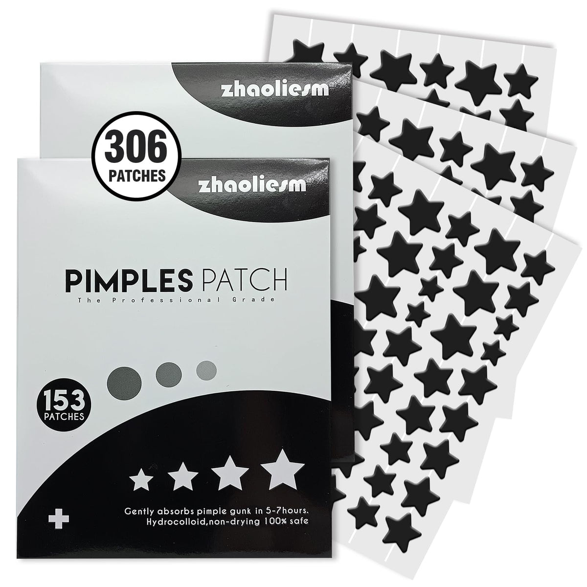 ZHAOLIESM star patches packaging shows a 153-patch refill for acne care.