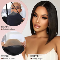 zhengon bob wig pre-plucked natural-hairline for seamless front appearance