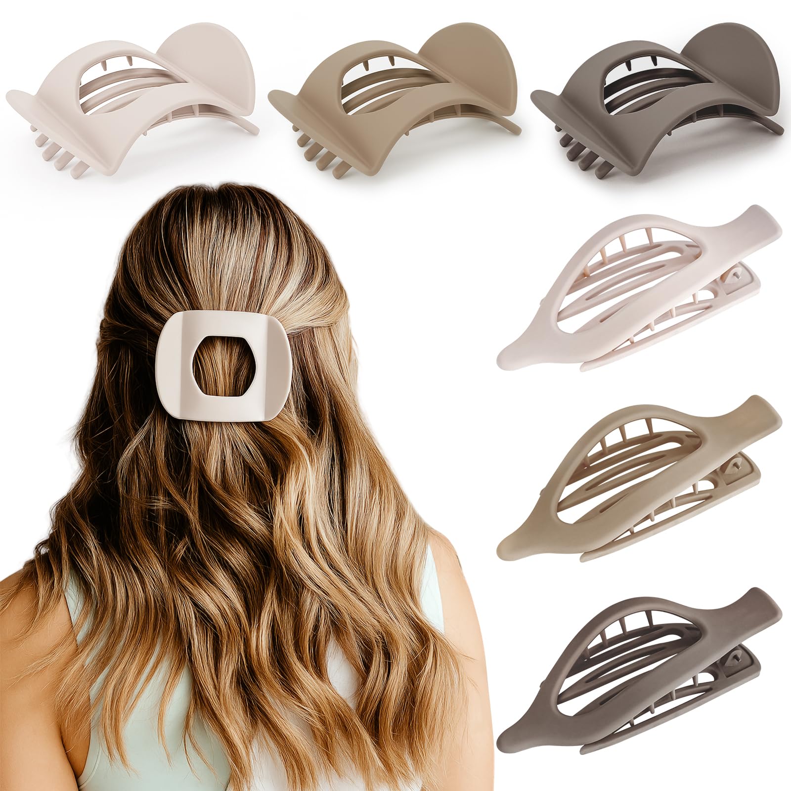 ZHENSILK large flat claw clip closeup with matte finish for secure all-day hold.