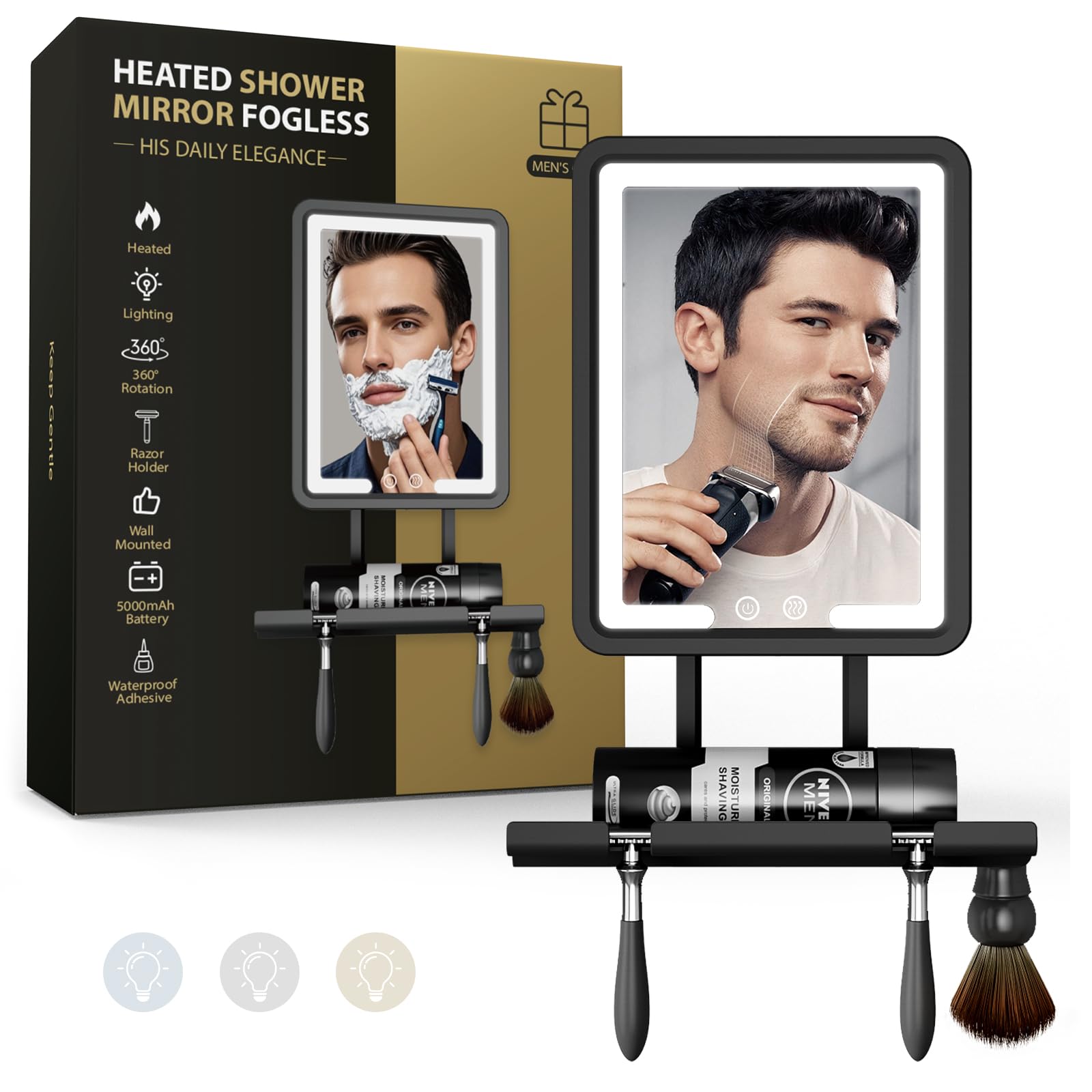 ZHENYEMEI shower mirror heated fogless design for clear morning shaving