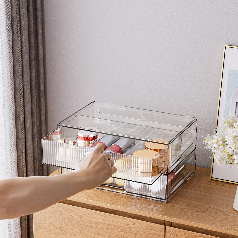 ZHIAI stackable storage drawer bathroom-counter use for daily essentials