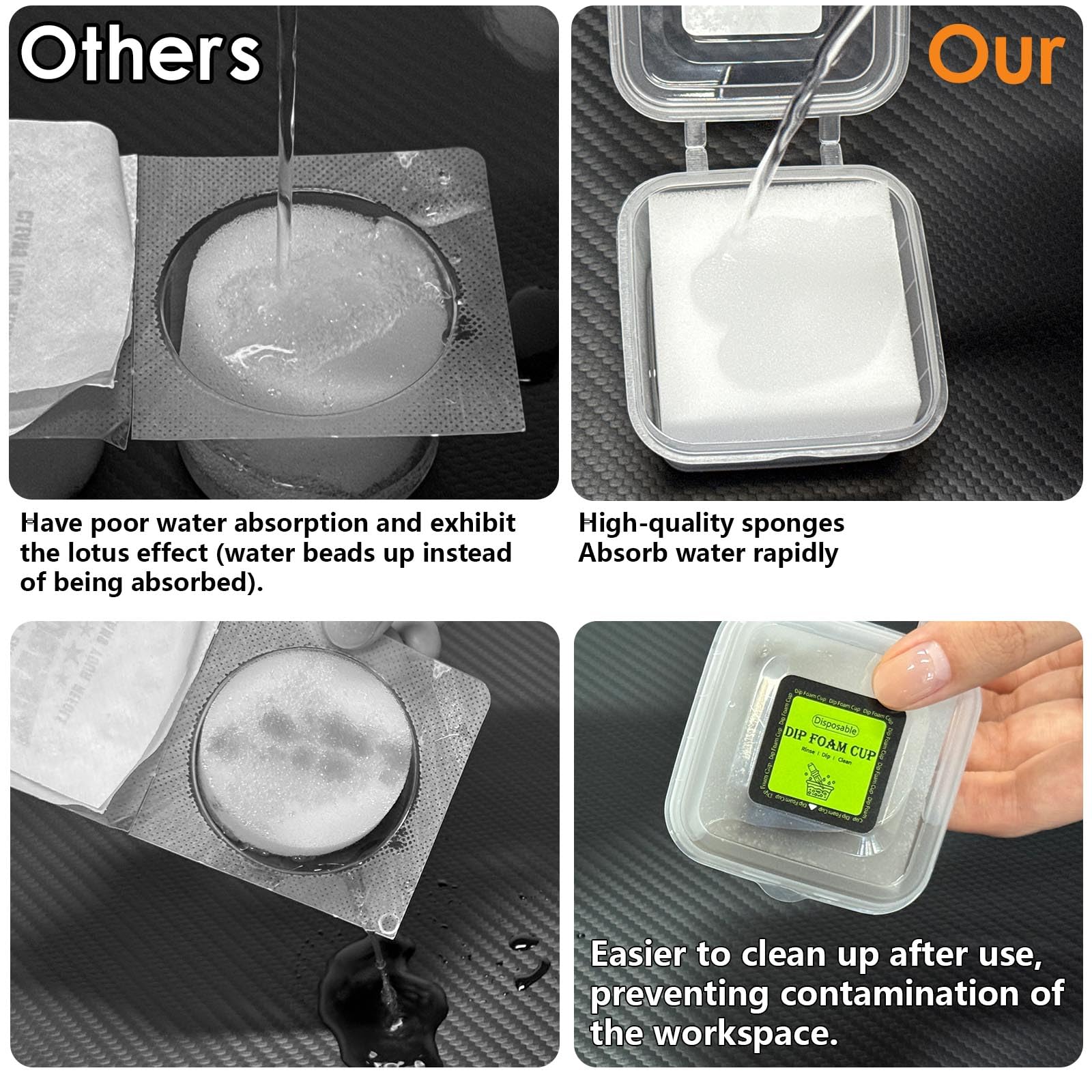 ZHOOGE Dip Foam Cups universal compatibility fits all needle sizes for thorough cleaning.