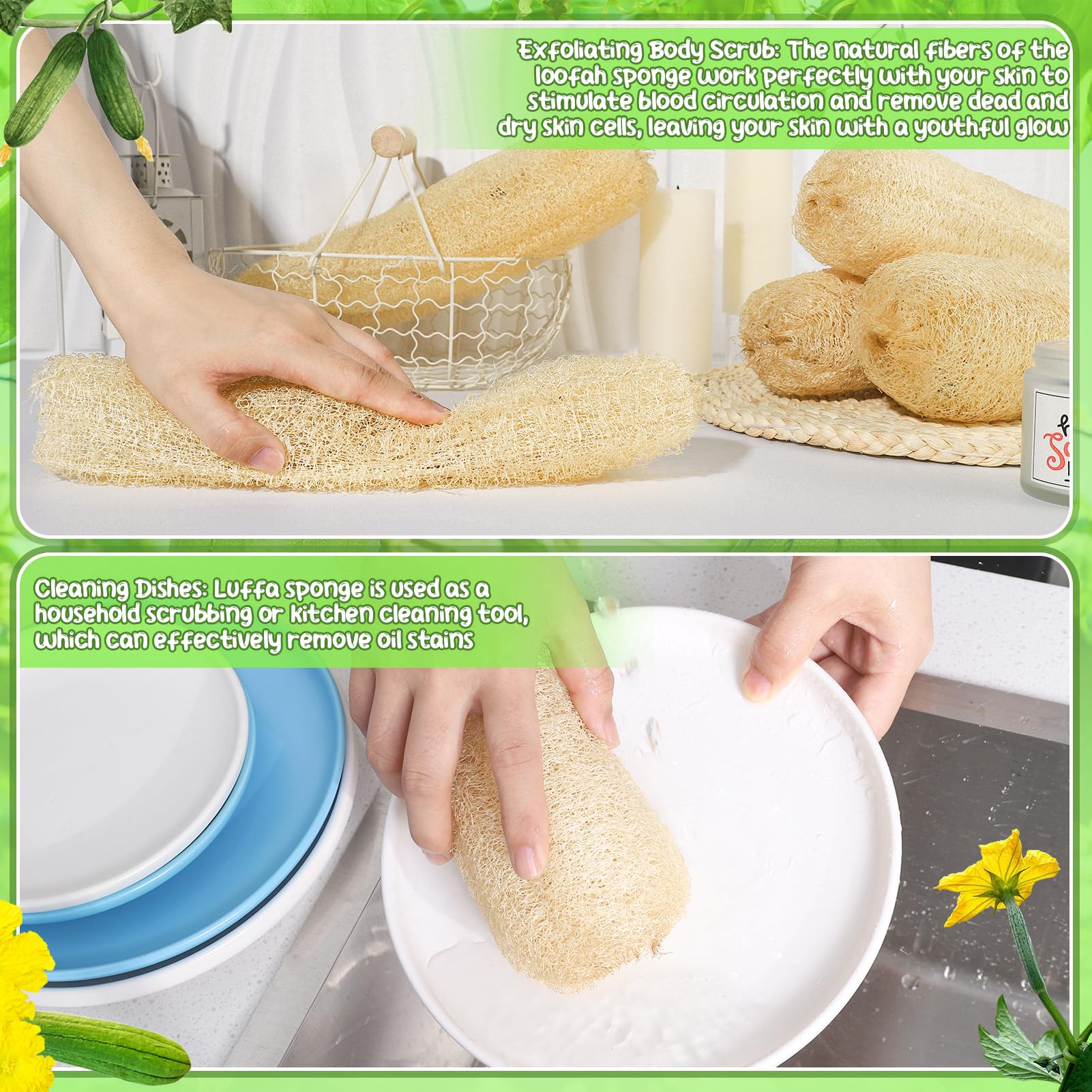 ZhouBoat six-pack natural loofah sponges for long lasting cleaning