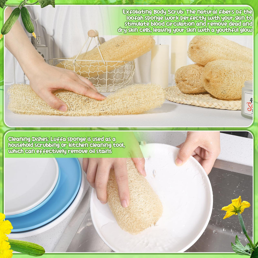 ZhouBoat six-pack natural loofah sponges for long lasting cleaning