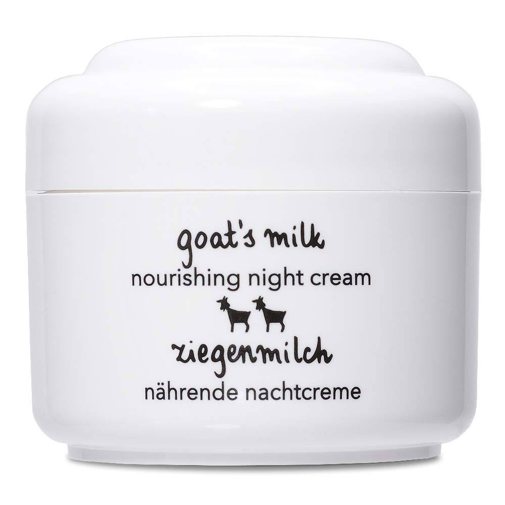 Ziaja Goat's Milk Night Cream jar on vanity showing rich overnight hydration.