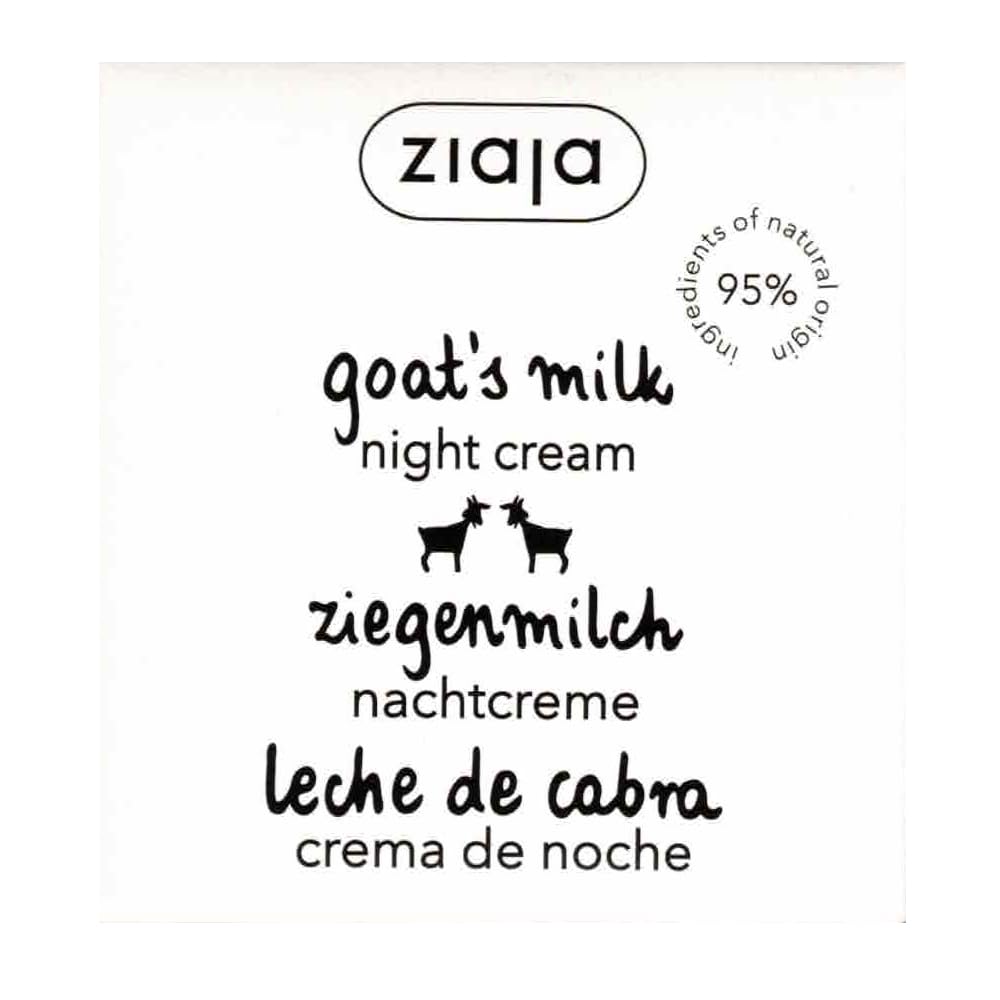 Ziaja Goat's Milk Night Cream label close-up highlighting a clean formula.