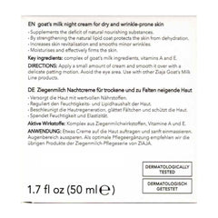 Texture close-up of Ziaja Goat's Milk Night Cream suggesting creamy night care.