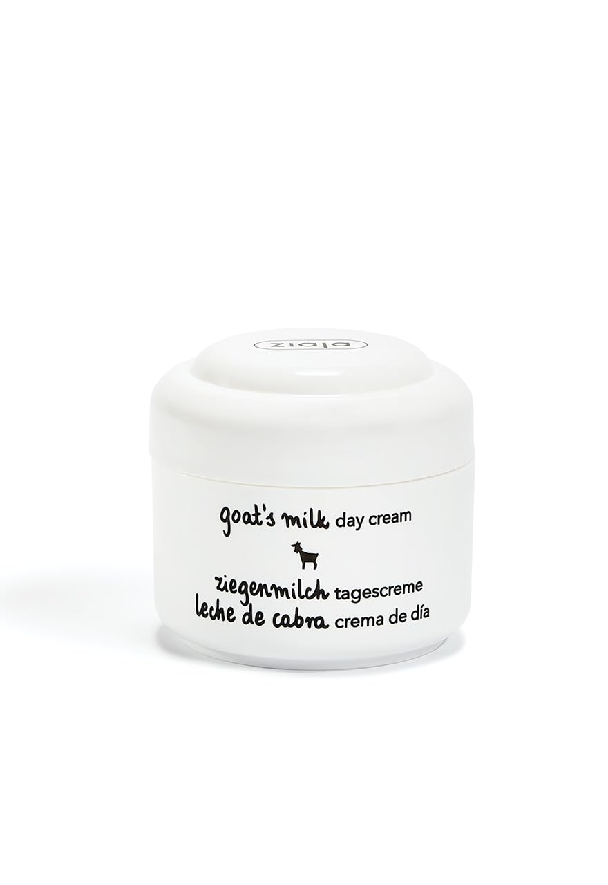 Ziaja Goat's Milk Day Cream tube closeup highlighting daily hydration.