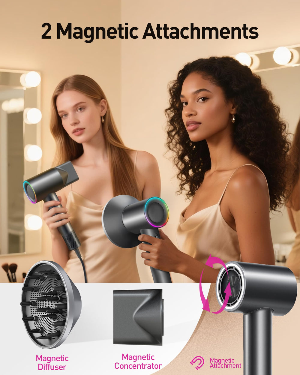 Zibtes diffuser attachment ready for curly hair styling.