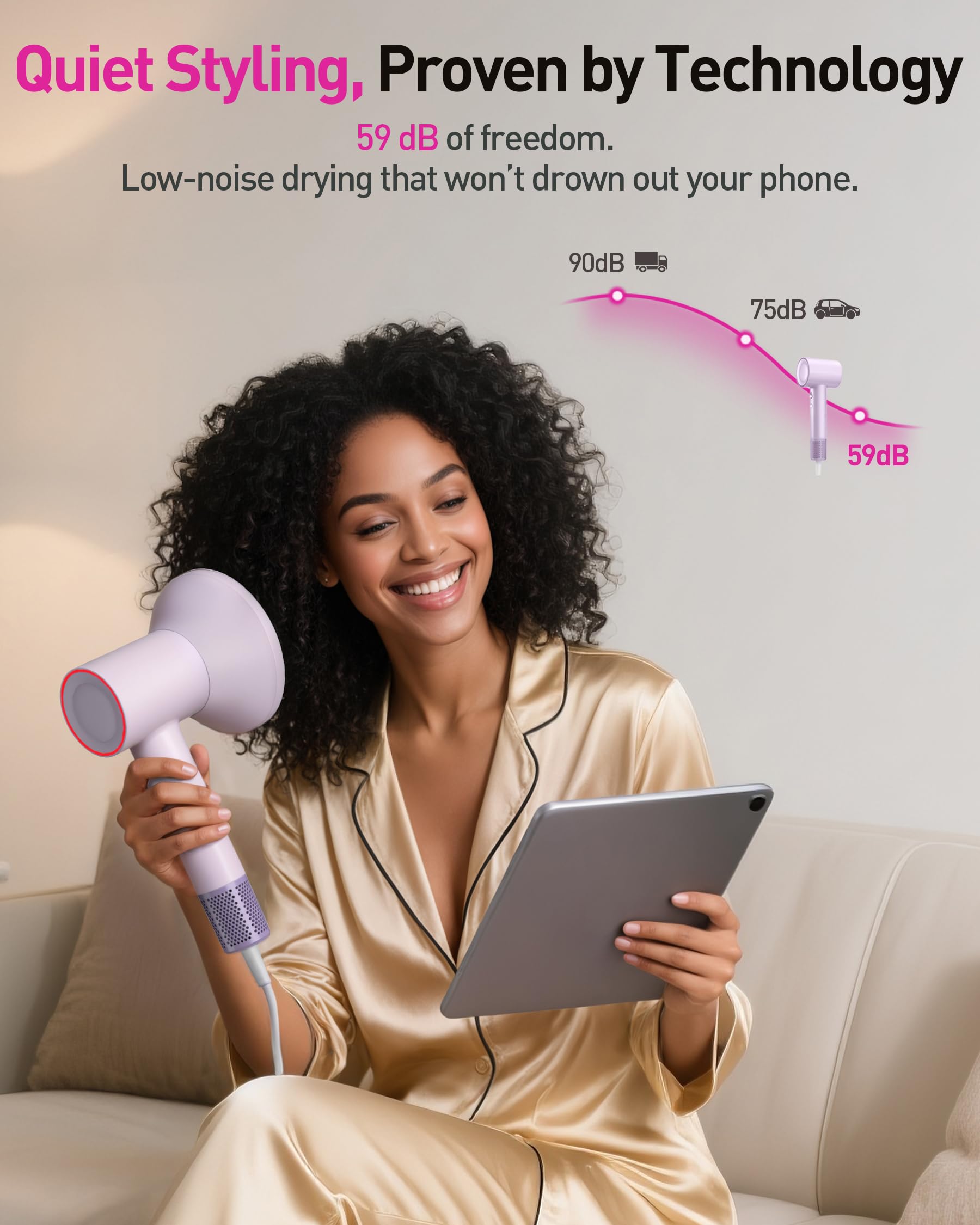 Zibtes high-speed dryer diffuser attachment enables curly-hair styling versatility.