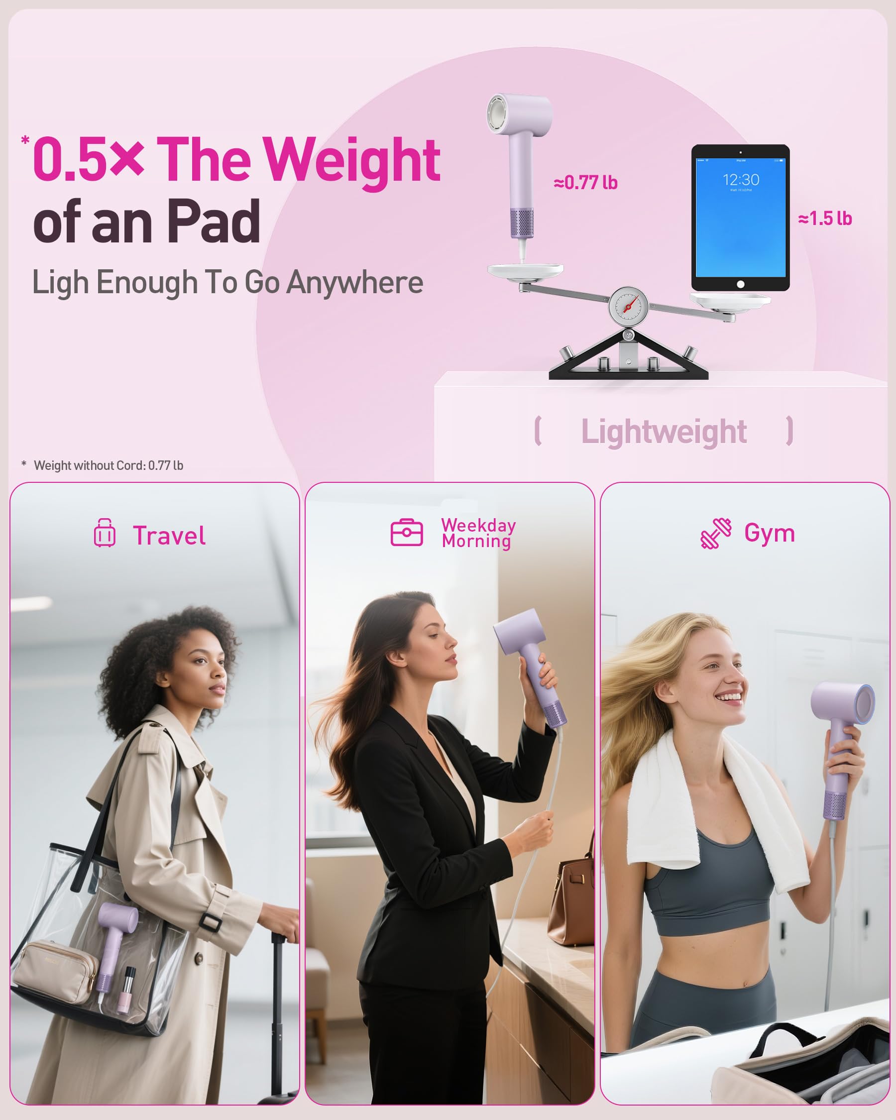 Zibtes high-speed dryer handheld-lightweight form supports long drying sessions.