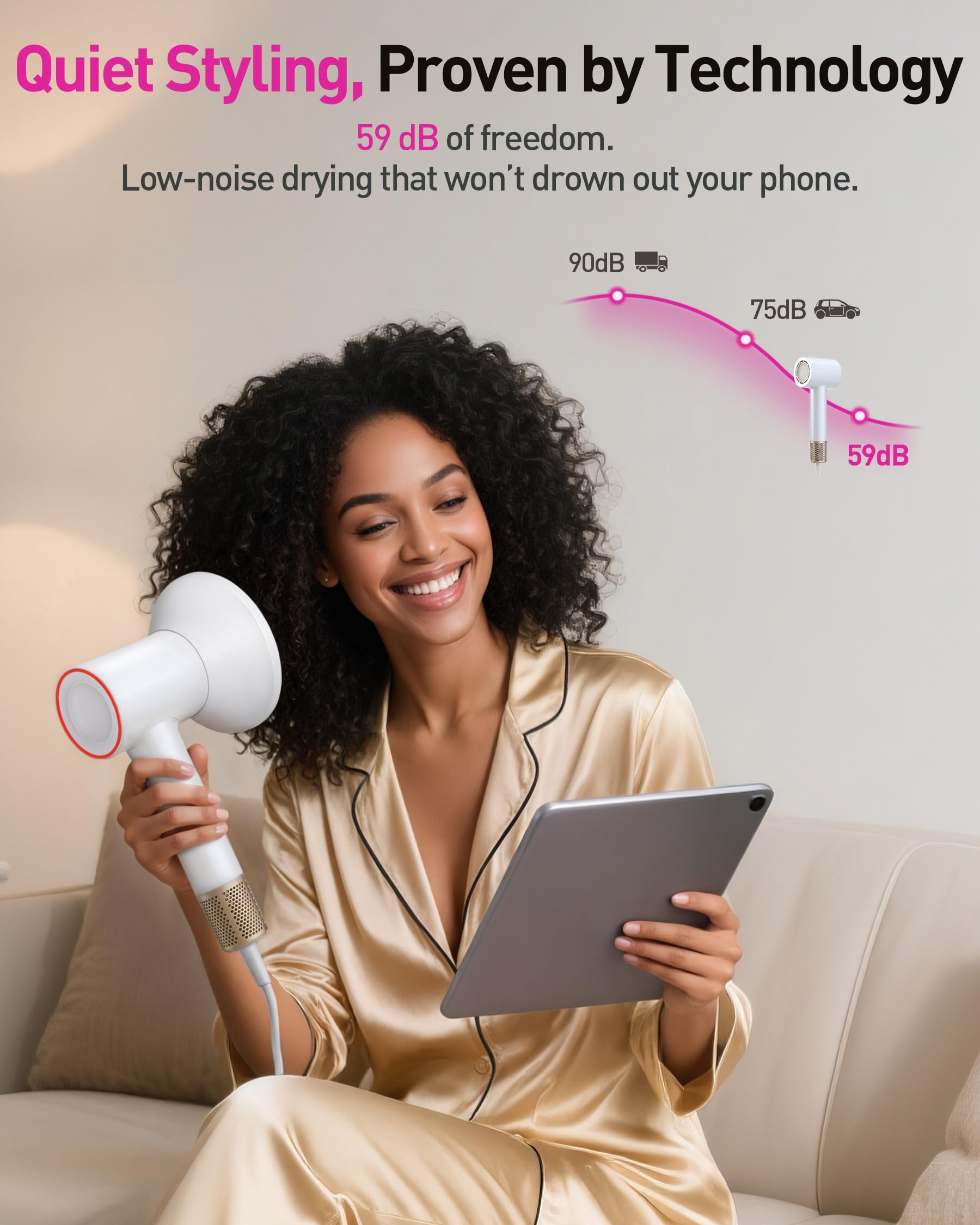 Zibtes LED indicators show heat mode for quick styling feedback.