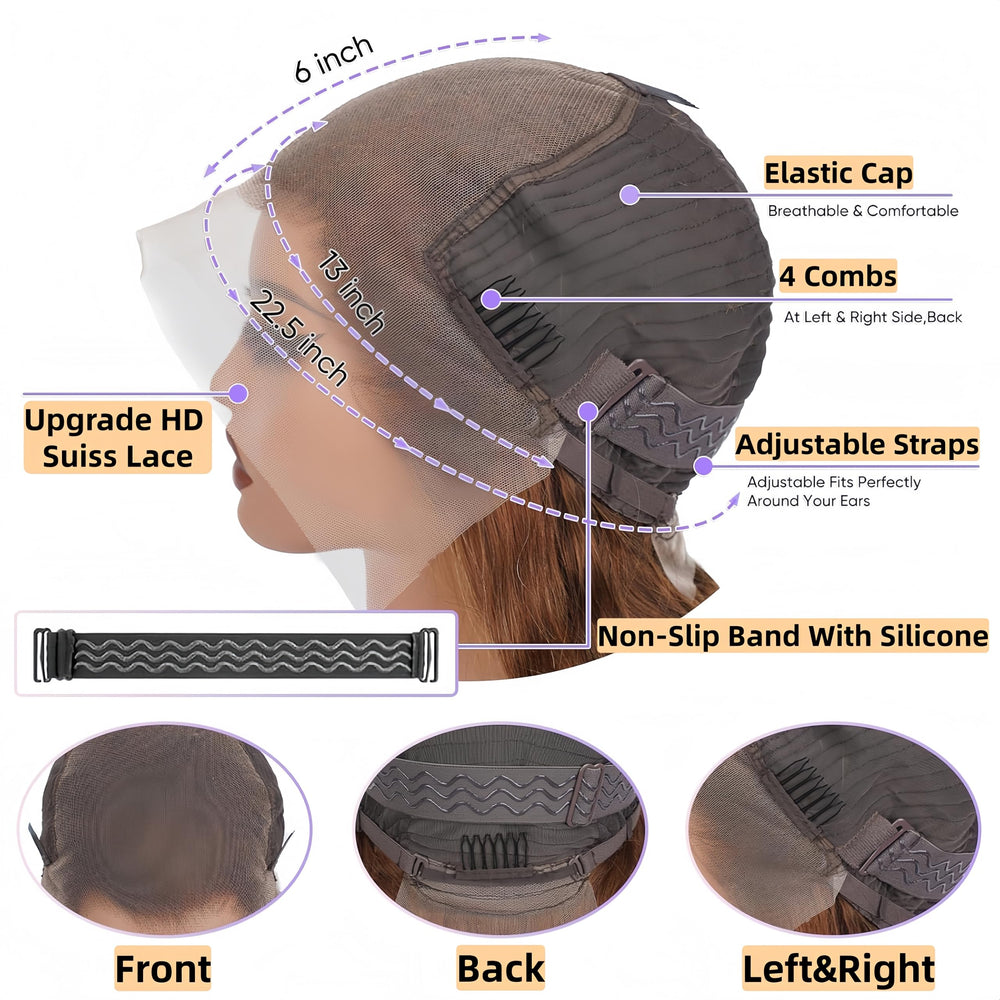Zihomha transparent lace front wig showing seamless scalp blending for all skin tones