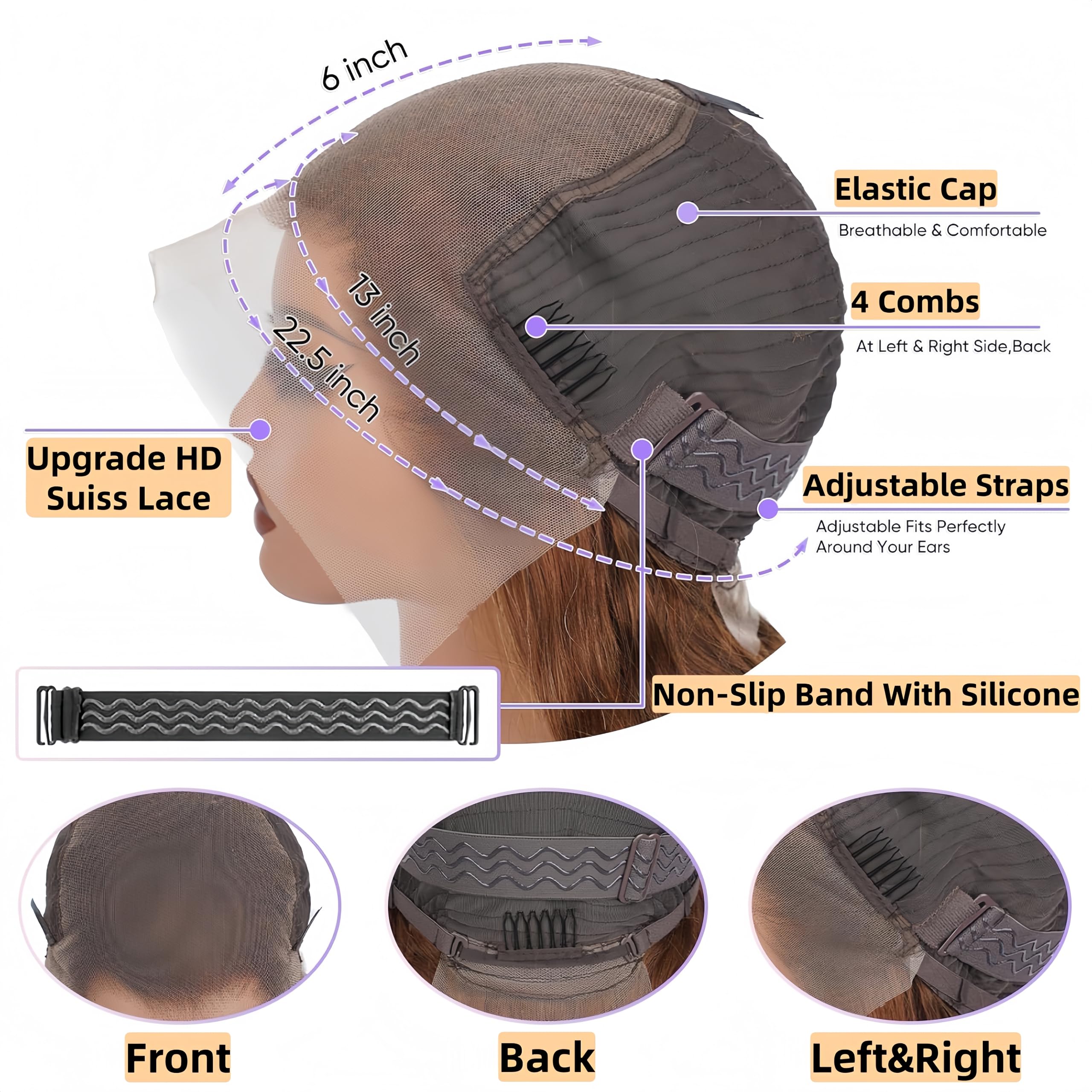 Zihomha transparent lace front wig showing seamless scalp blending for all skin tones
