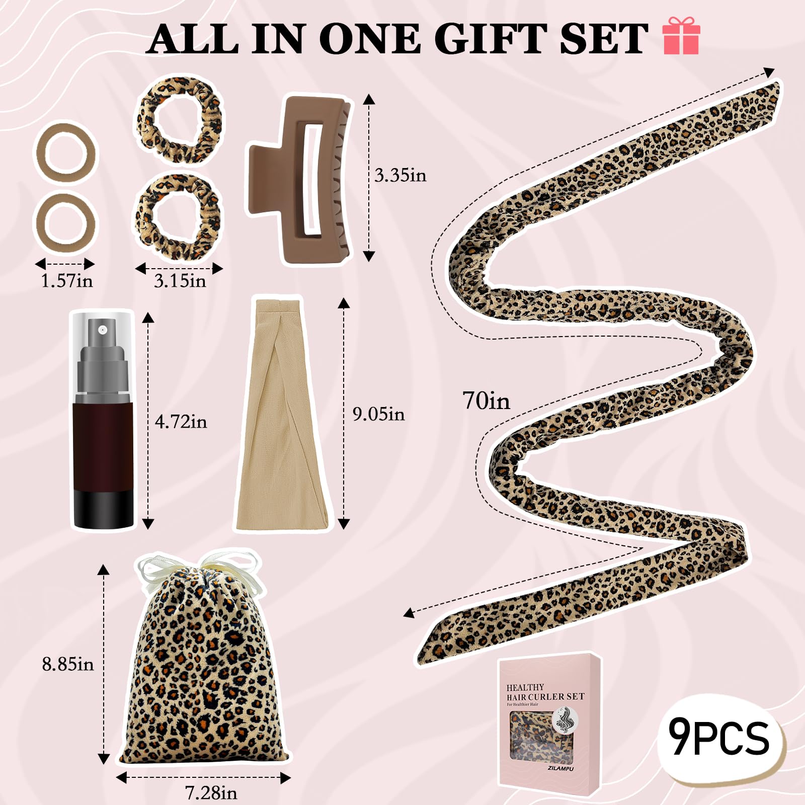 ZILAMPU velour storage bag and accessories included for travel.