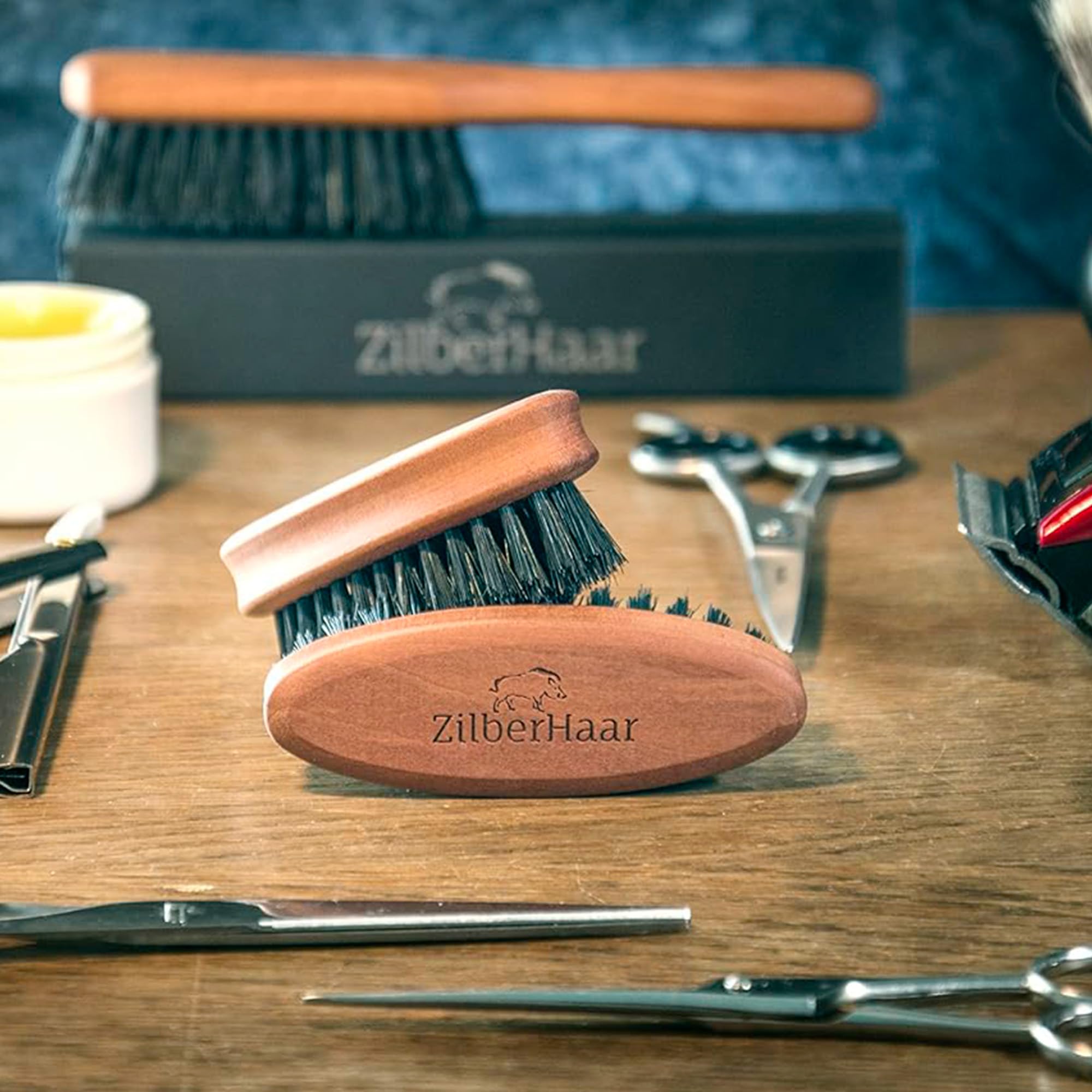 ZilberHaar gift-ready beard brush for men, ideal for birthdays and holidays.
