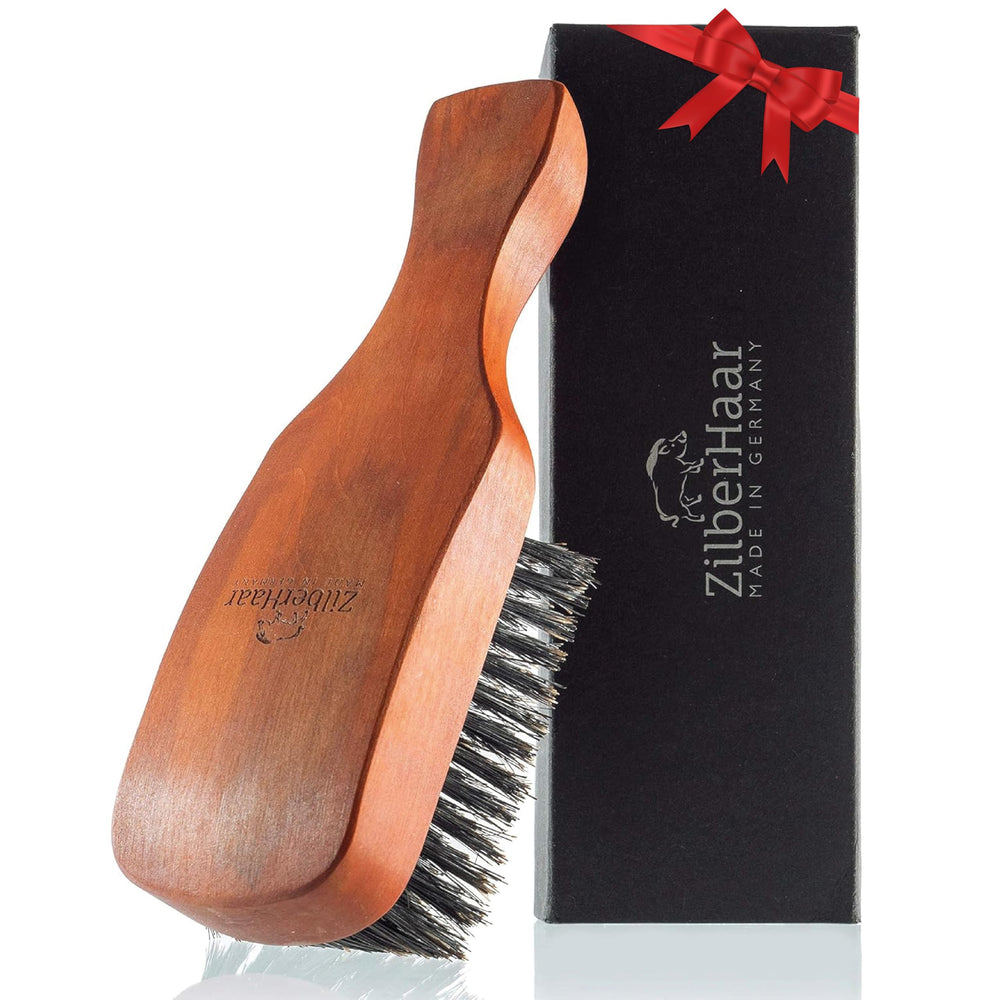 ZilberHaar Major brush with boar bristles and pearwood for smoother beard grooming.