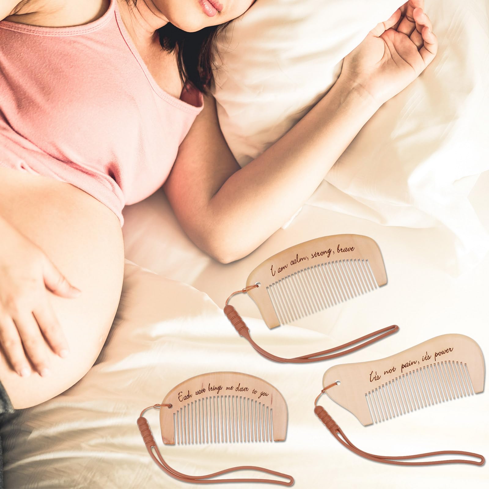Ziliny peach wood birthing comb material close-up emphasizes natural, durable construction