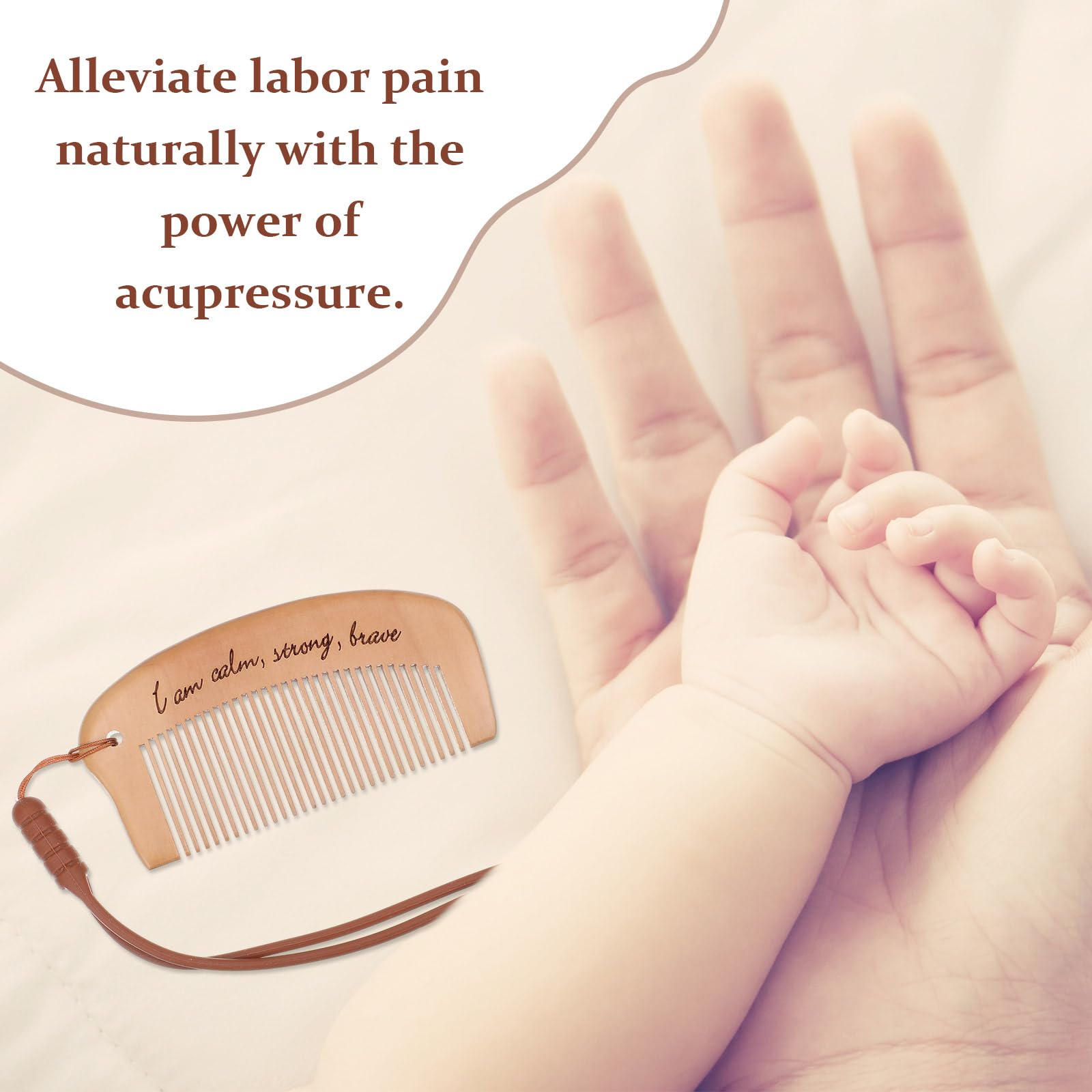 Ziliny birthing comb with attached rope, easy to keep track during labor