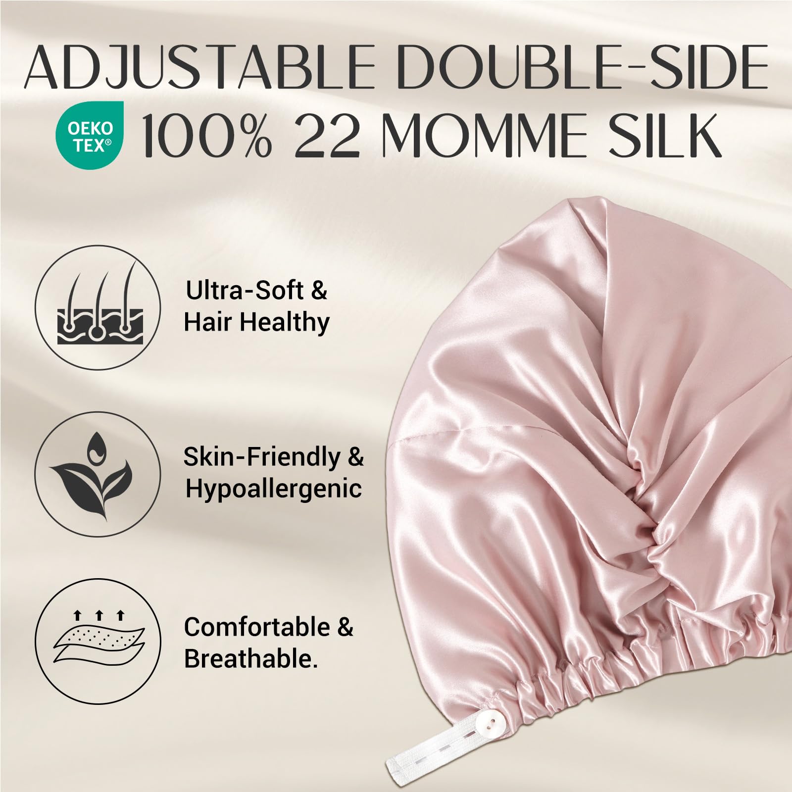 ZIMASILK adjustable button closeup for secure, customizable fit