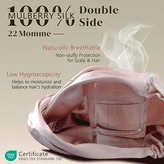ZIMASILK silk bonnet pink adjustable elastic band ensures secure overnight wear