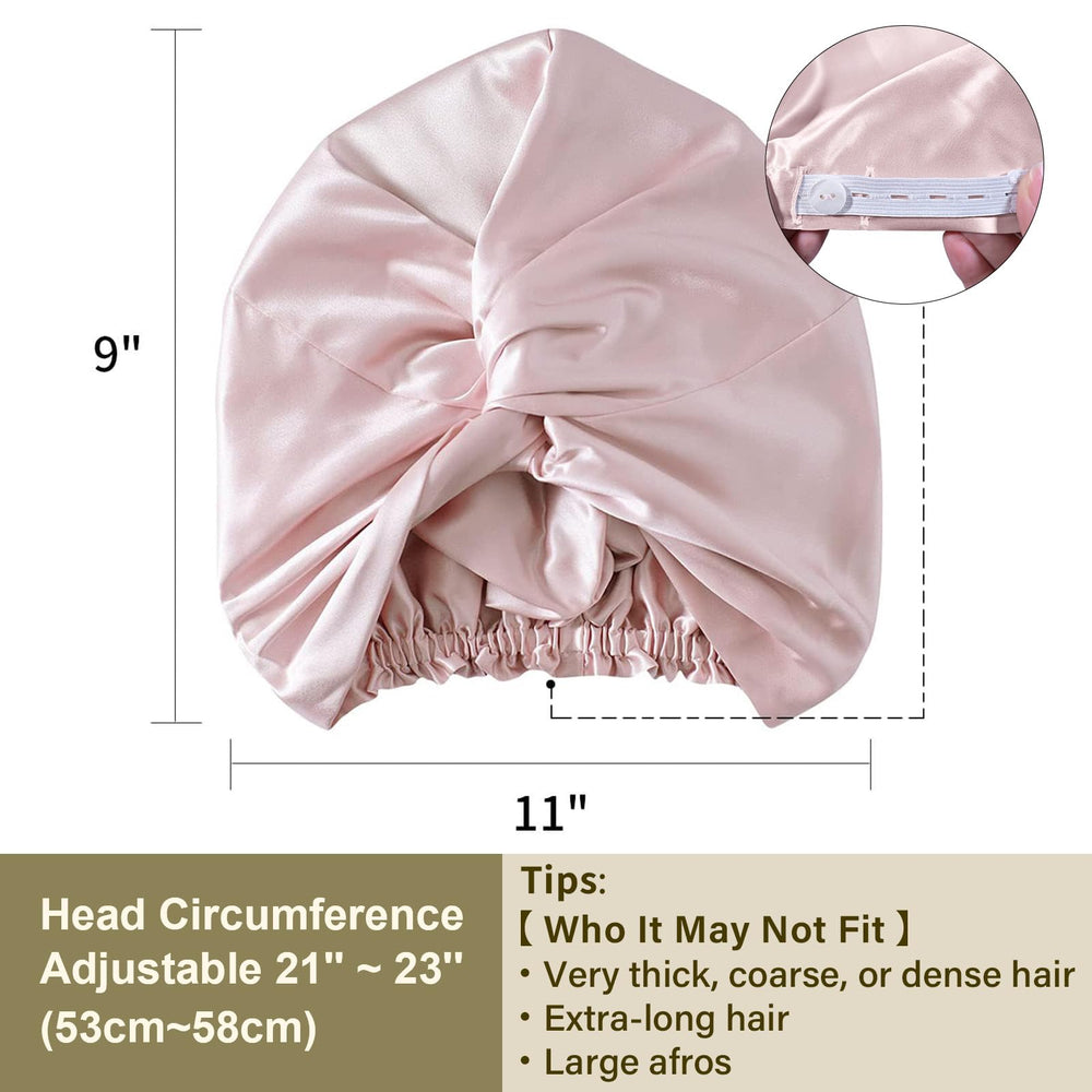 ZIMASILK bonnet pink on-bed scene illustrates hair protection during night routine