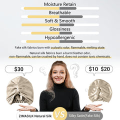 ZIMASILK hair wrap sleeping reduces breakage and frizz overnight.