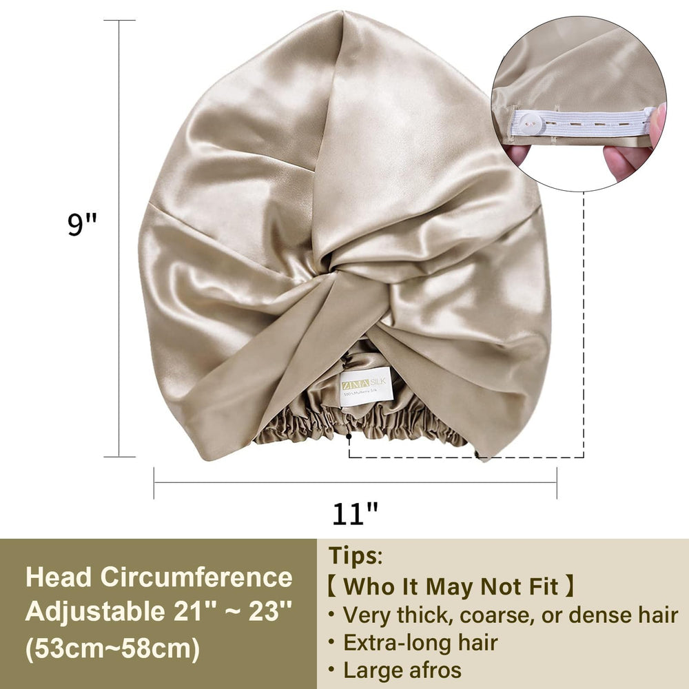 ZIMASILK hypoallergenic OEKO-TEX silk bonnet for sensitive scalps.