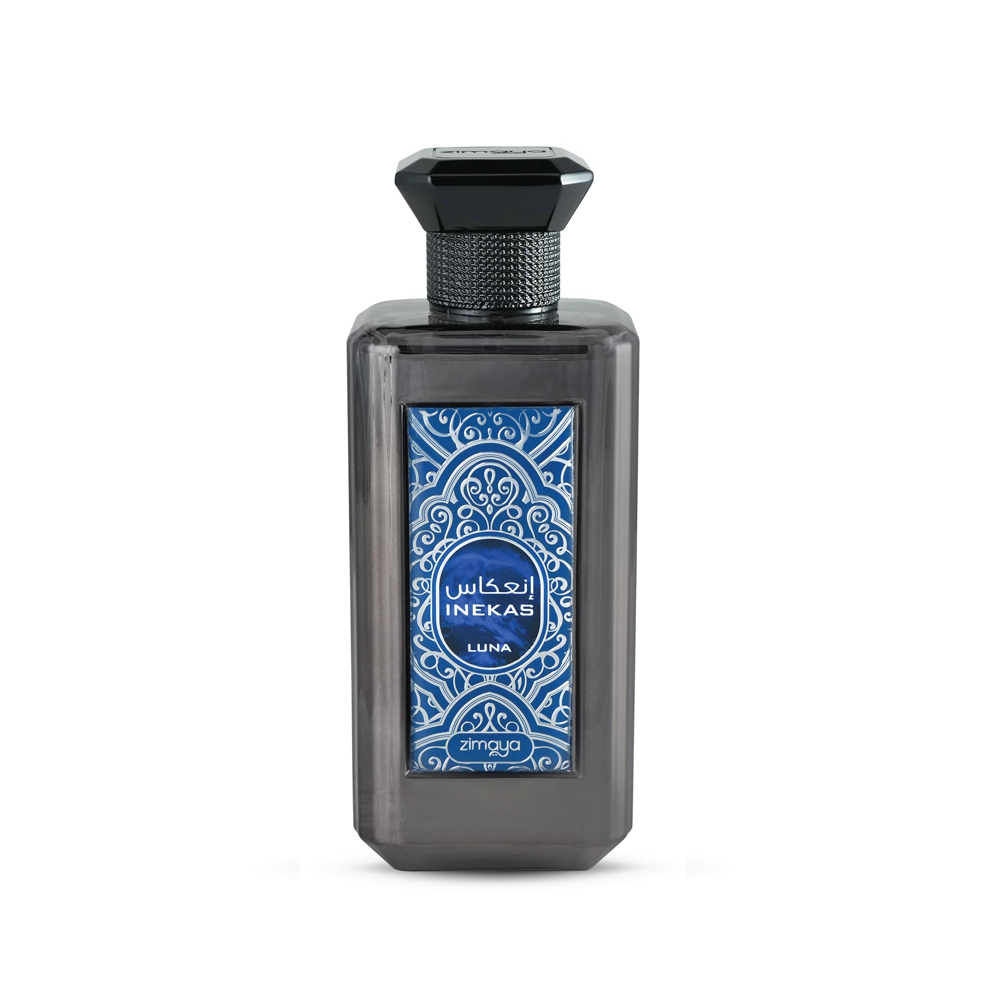 Zimaya Inekas Luna bottle front, bold masculine fragrance ideal for evenings.