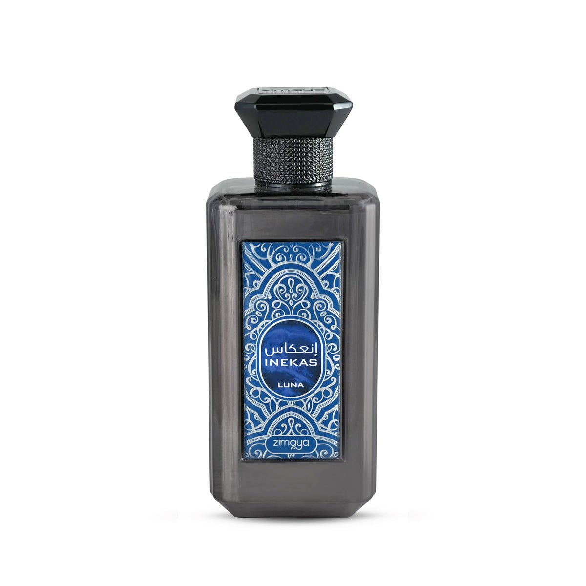 Zimaya Inekas Luna bottle front, bold masculine fragrance ideal for evenings.