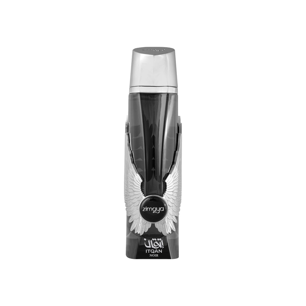 Zimaya Itqan Noir bottle showcases a fresh-to-deep scent for all-day confidence.