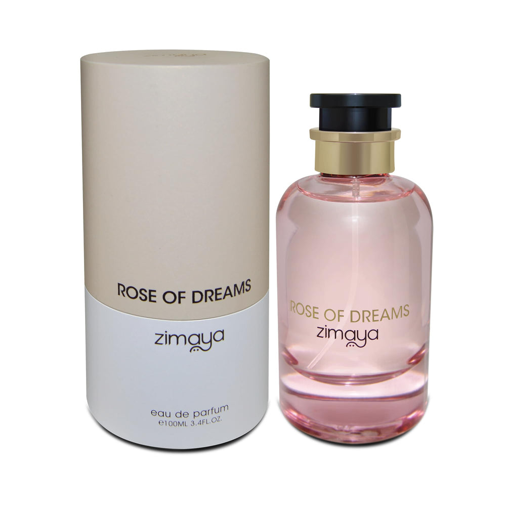 Zimaya Rose of Dreams Pour Femme packaging box highlighting premium presentation.
