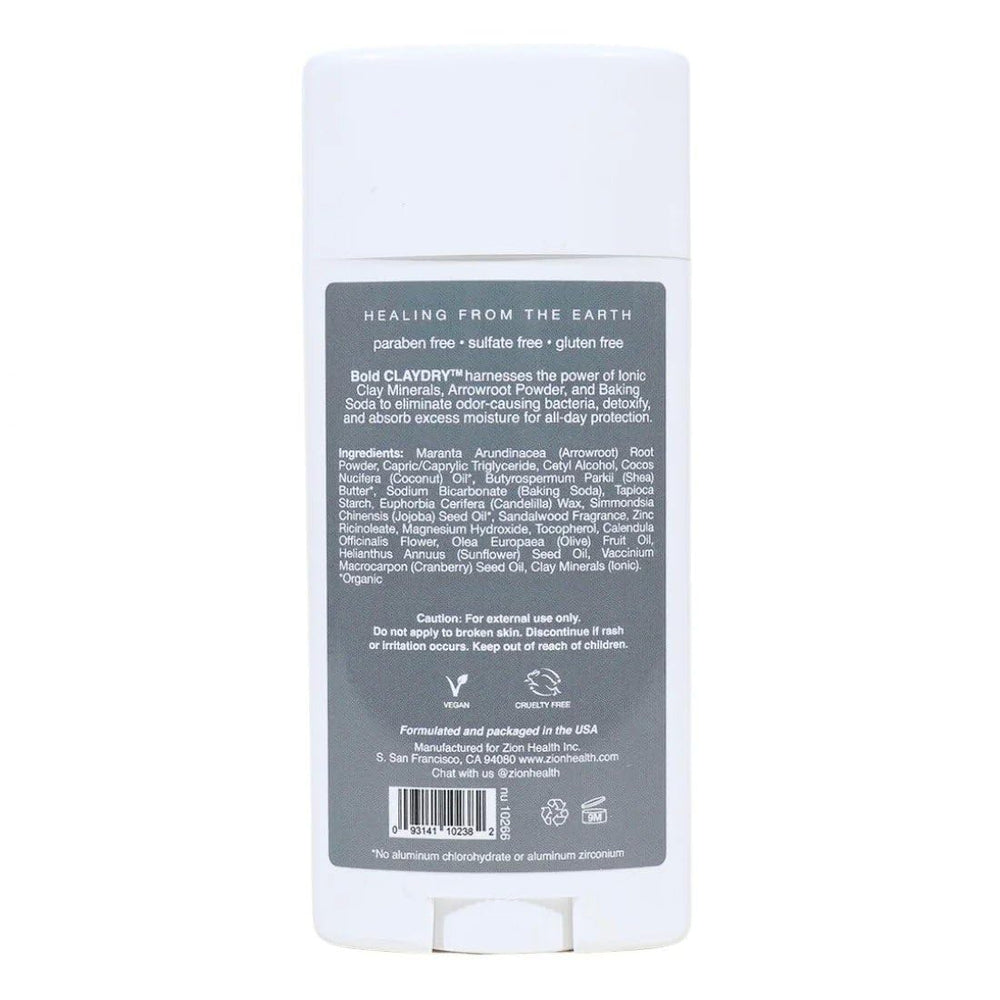 Close-up of Zion Health clay dry deodorant texture highlighting smooth glide.