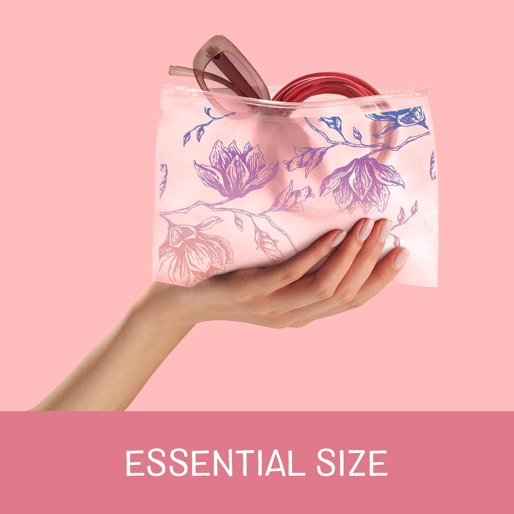 Ziploc durable plastic organizer bag is easy to wipe clean for daily reuse.