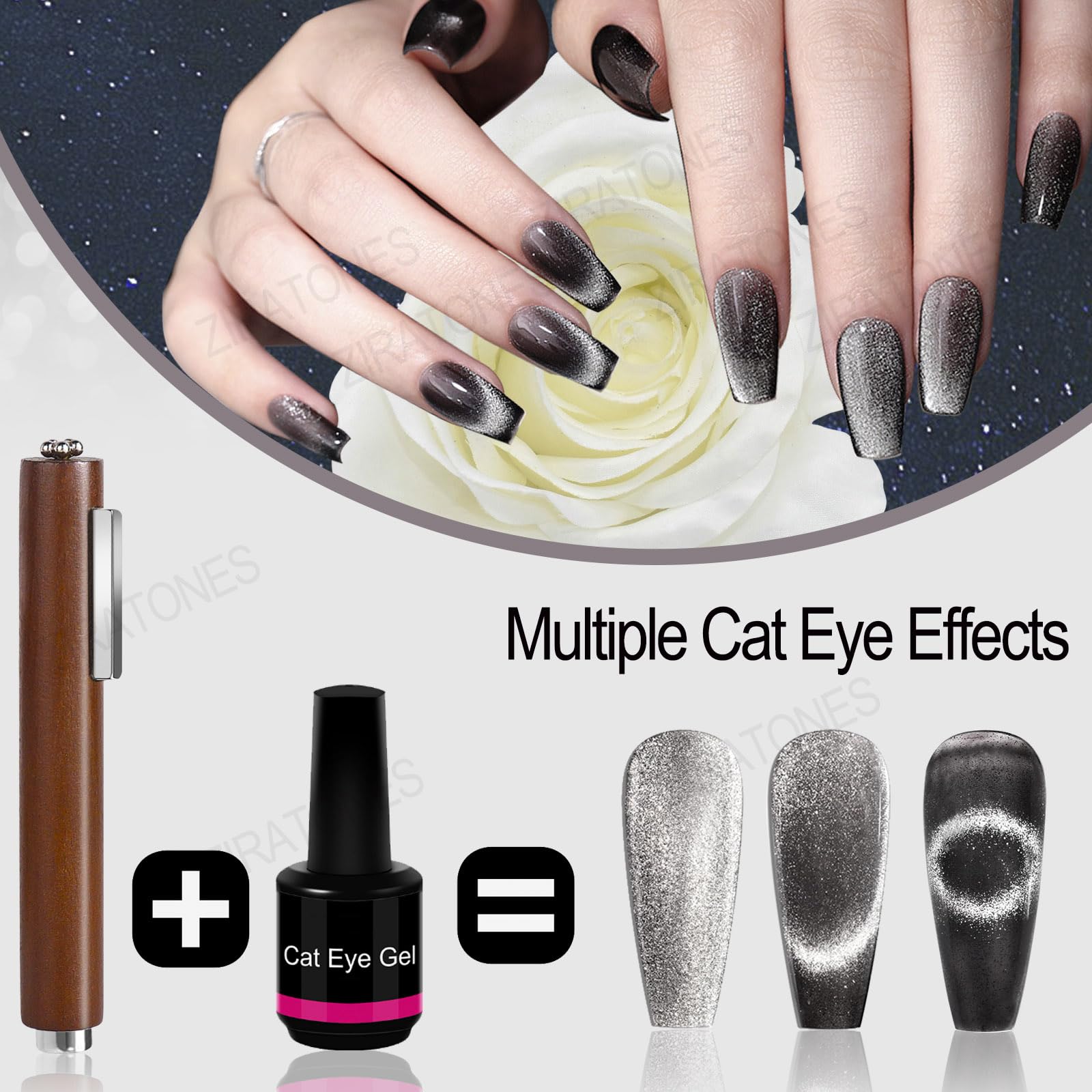 ZIRATONES cat eye magnet durable materials ensure lasting nail art sessions