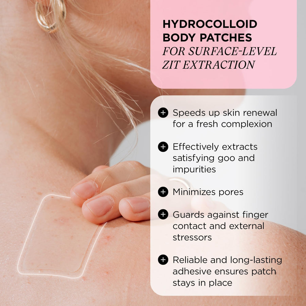 ZitSticka Goo Getter body patch on a zit demonstrating discreet coverage for body blemishes.