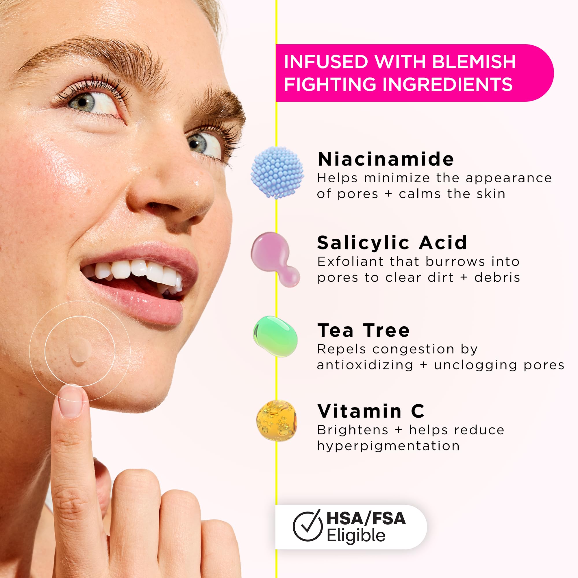 ZitSticka Goo Getter face blemish close-up shows discreet patch on a pimple.