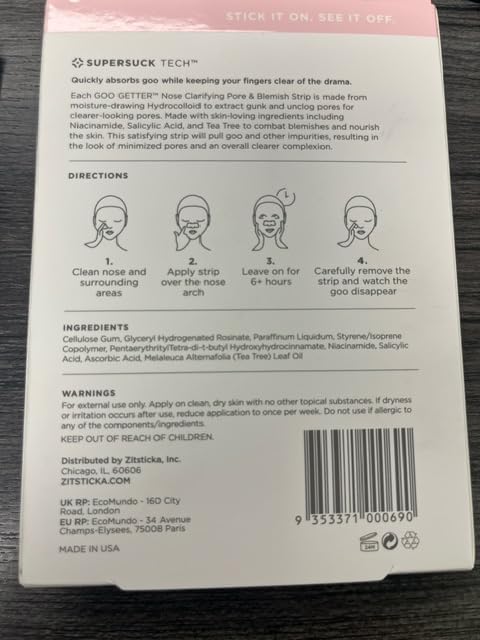 ZitSticka Goo Getter packaging-box showing easy-to-use patch set