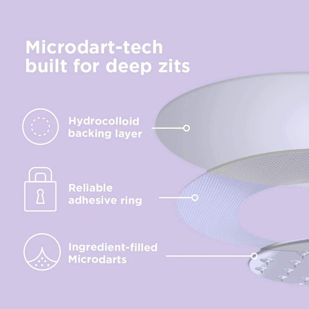 ZitSticka Hyperfade microdart patch dissolving, delivering ingredients for smoother, clearer skin.
